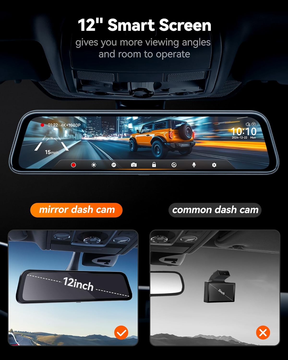 WolfBox 4K Mirror Dash Cam