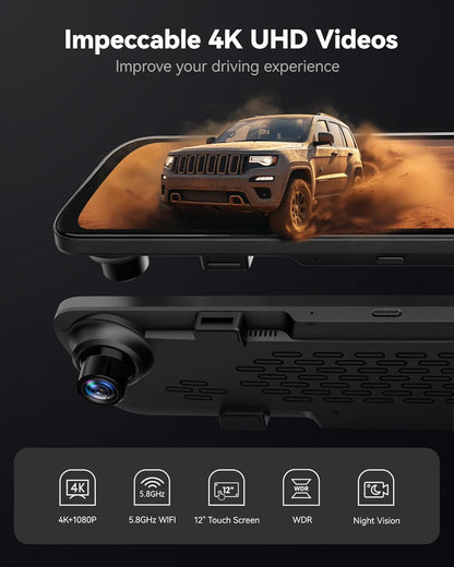 WolfBox 4K Mirror Dash Cam